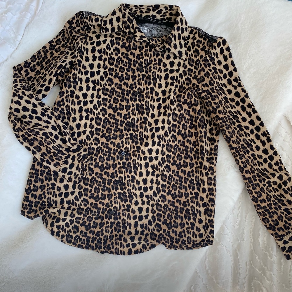 Leopard button down Zara top